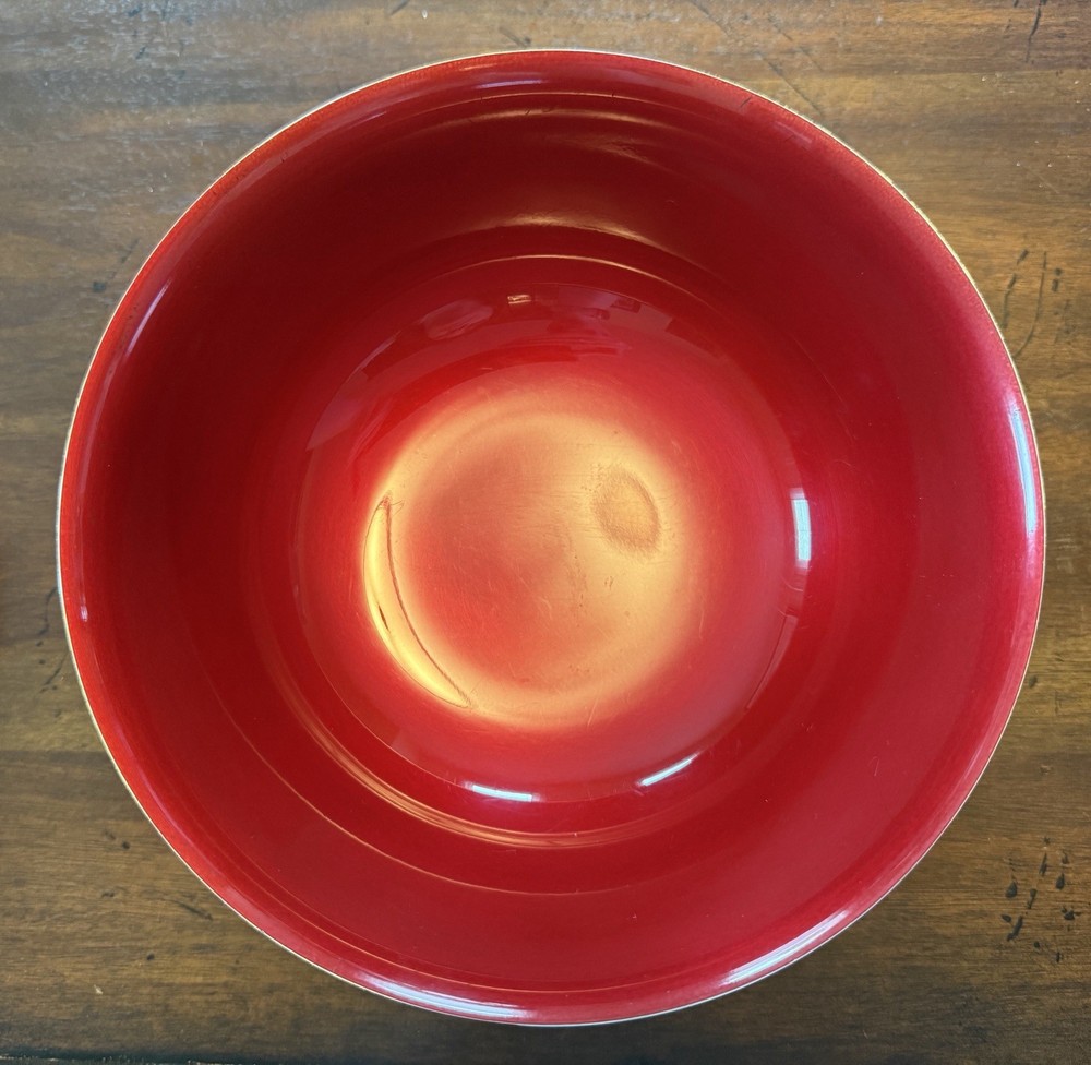 Reed & Barton 104 Silverplate Bowl Red Interior With Footed Bottom