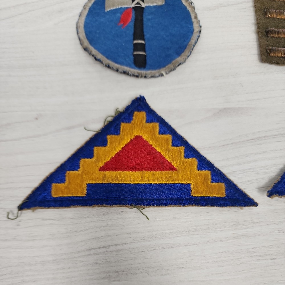 Two WW2 US 7th Army Seven Steps to Hell Patch One 19th Corps Tomahawk plus more