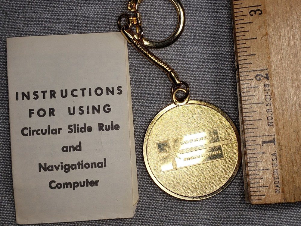 Lockheed Circular Slide Rule Rigid Rotor Xh-51 Helicopter Keychain C61