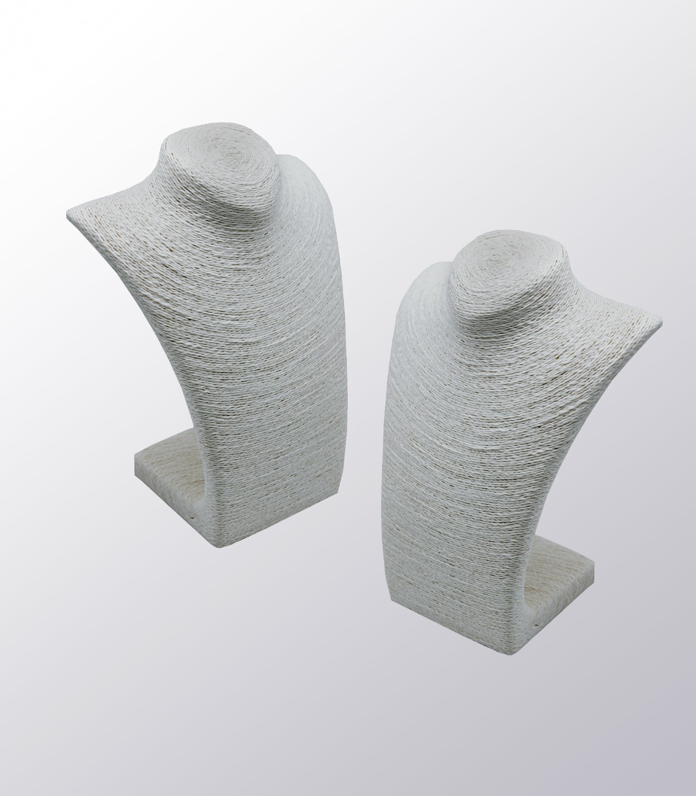 Set Of 2 White Twine Necklace Display Stand Countertop Fashion Necklace Display