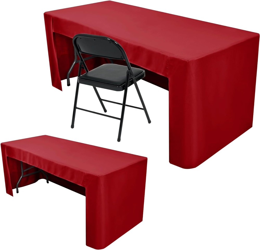 Nasitos 2 Pack Red Fitted Tablecloth Rectangular for 6 Foot 2PACK 6FT,