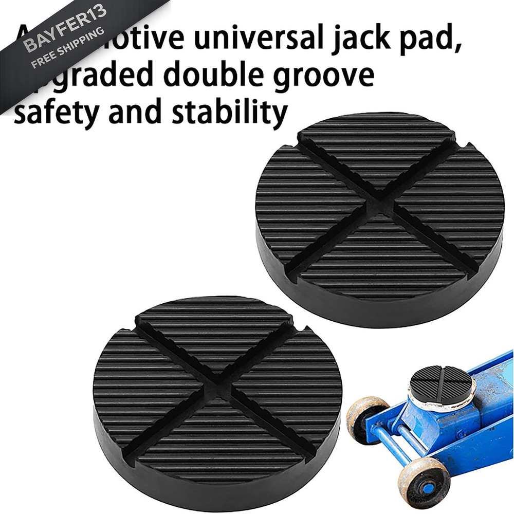2PCS Rubber Jack Pads, Grooved Surface, Car Block Jacks Adapter Black