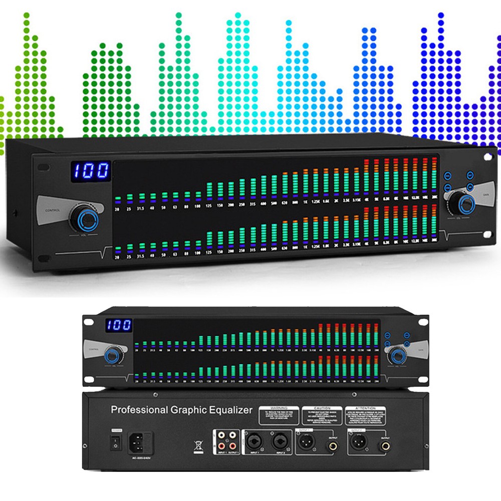 Professional Graphic Equalizer Digital Equalizer Dual 31-Band Spectrum Display