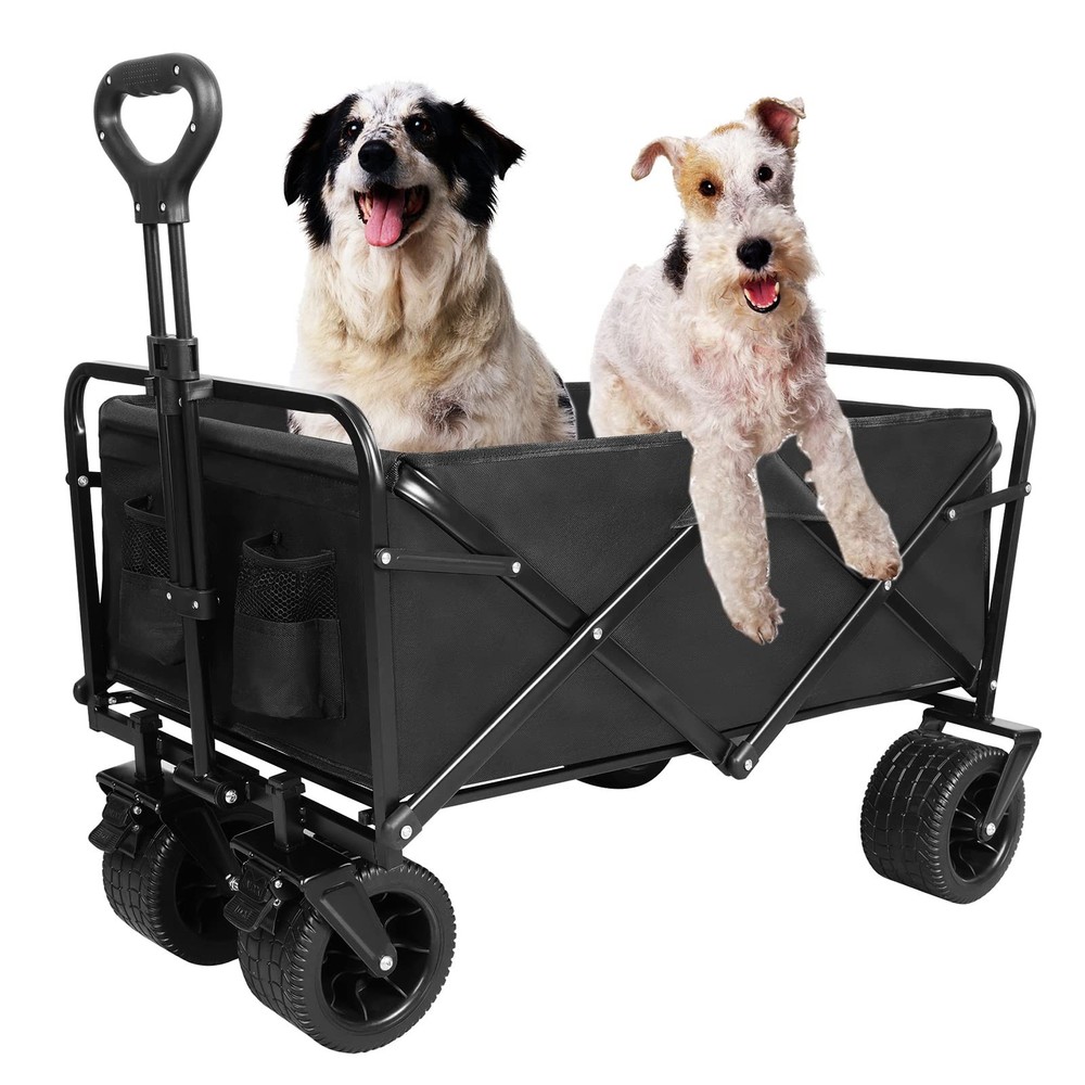 PACBEAR Folding Wagon Carts With Adjustable Handle/collapsible Beach Wagon...