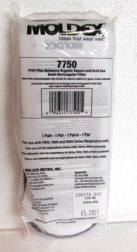 3 PAIR Moldex 7750 P100 Plus Nuisance OV/AG Particulate Filter Pre Filter