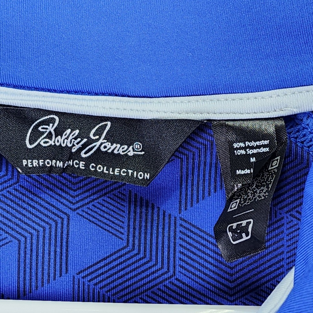 Bobby Jones Performance Pullover Mens Medium Blue Geometric Quarter-Zip Golfcore