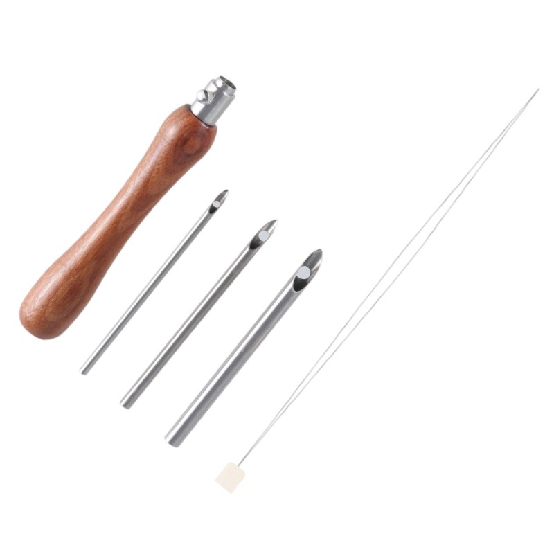 Handle Embroidery Pen with 3 Punching Needle Head and Needle Threader