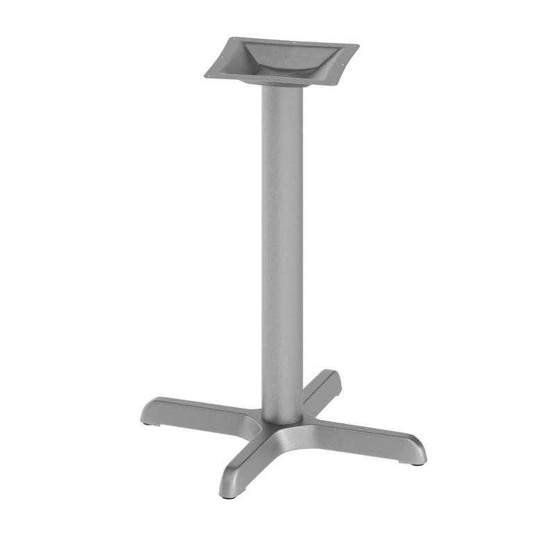 22'' x 22'' Restaurant Table X-Base with 3'' Dia. Table Height Column in Silver