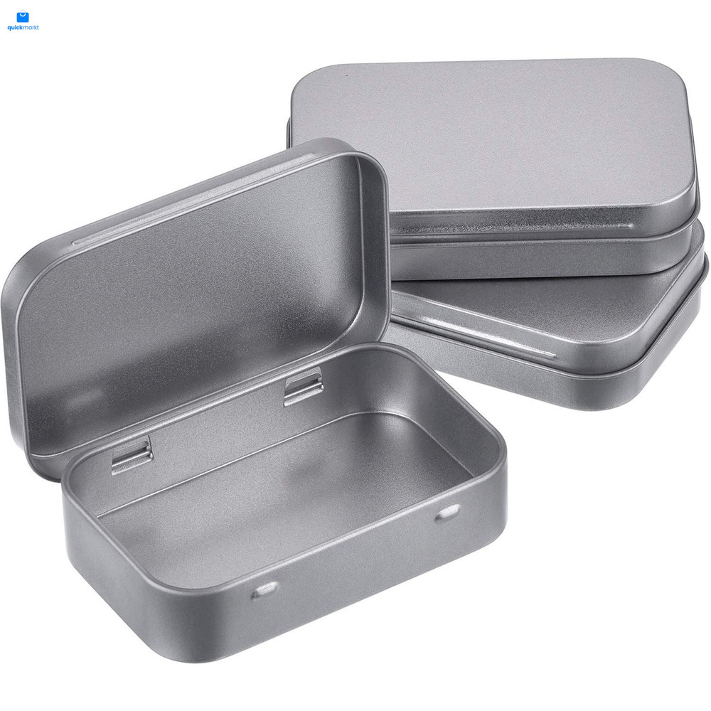 Hotop 3 pack 3.75 x 2.45 x 0.8 Inch Metal Rectangular Empty 3 Pack, Silver