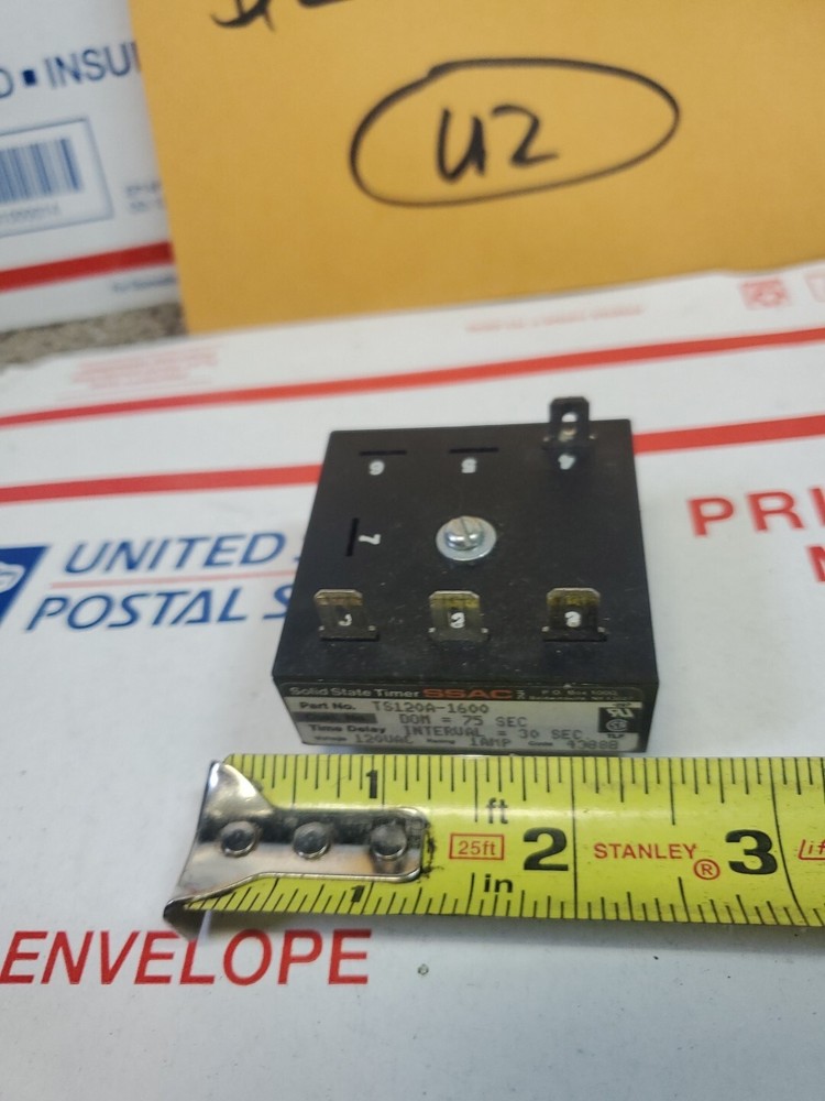 SSAC TS120A-1600 Solid State Timer DOM 75 SEC INTERVAL 30 SEC 120VAC USED, U2