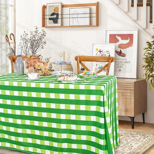 Checked Tablecloth Rectanglar : 57 x 84 Inch 57" x 84" (Rectangular) Green