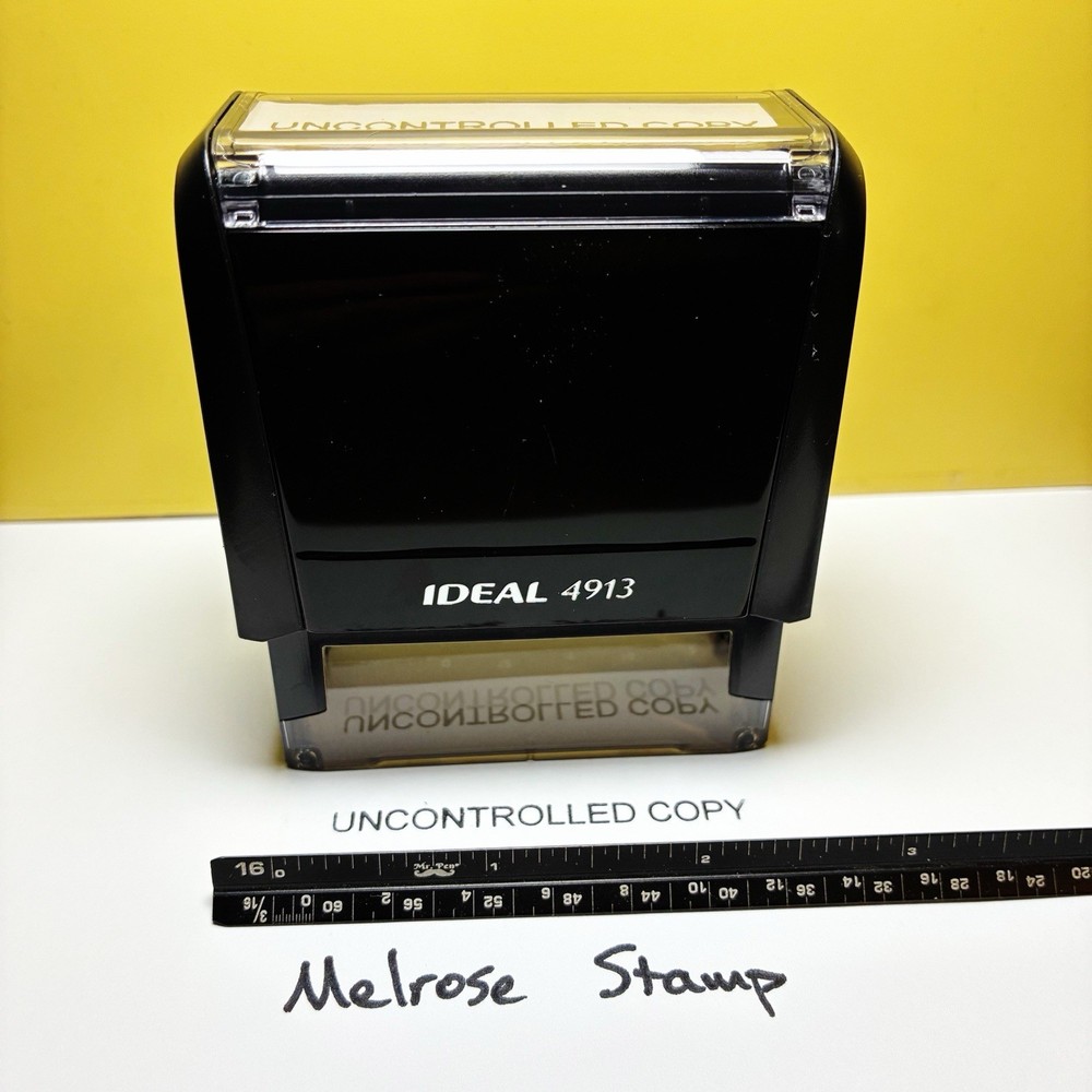 Uncontrolled Copy Rubber Stamp Black Ink Self Inking Ideal 4913