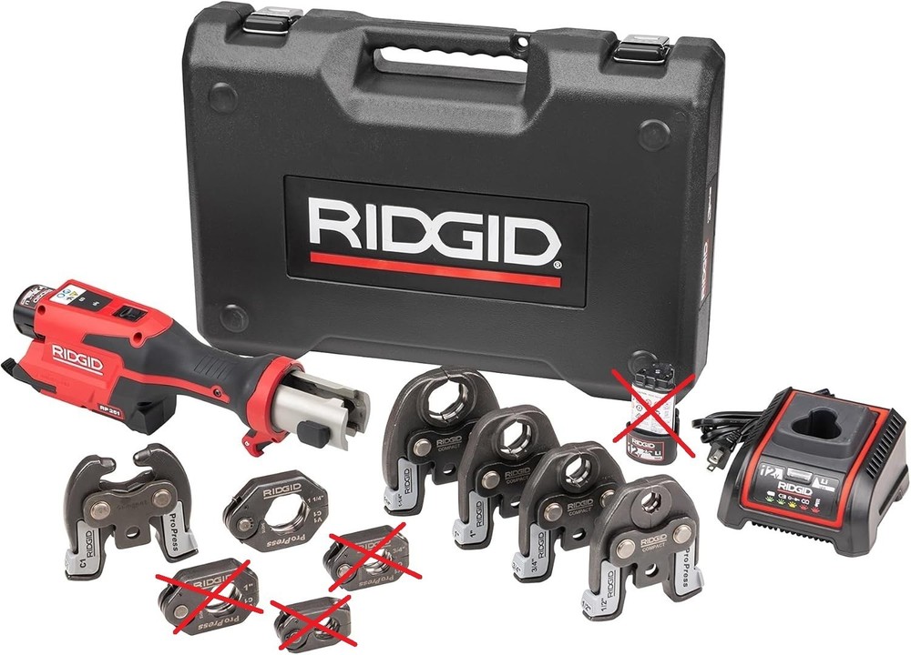 RIDGID 78208 RP 251 Compact Press Tool Battery Kit with ProPress Ring and Jaws