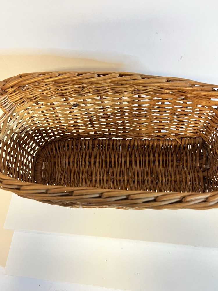 Wicker Basket with Handles Rectangular Farmhouse Bread Serving Storage