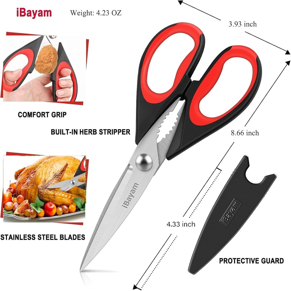 Versatile 2-Pack Kitchen Scissors - Multi-Purpose Heavy Duty & Dishwasher Safe