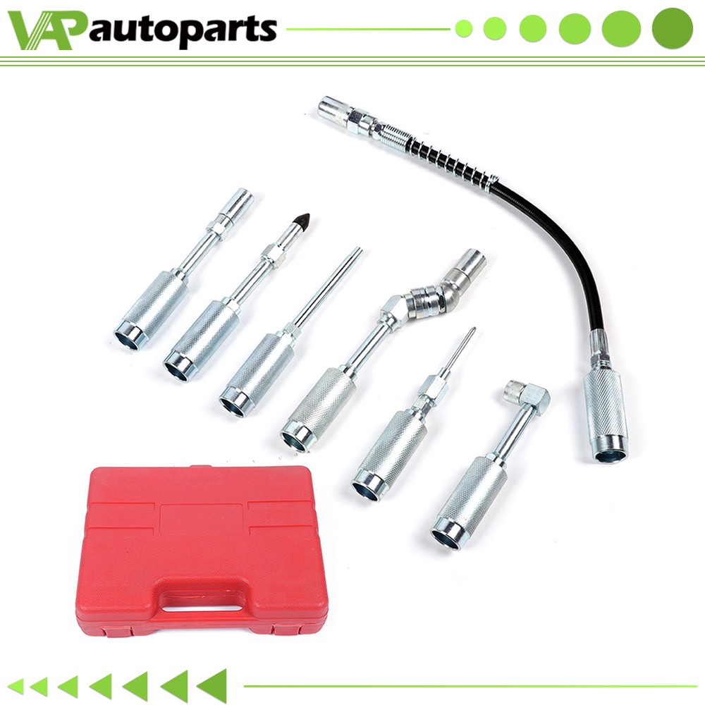 7pc Grease Gun Adapter Set Lubing Hose Fitting Zerk Tip Assortment US Ship