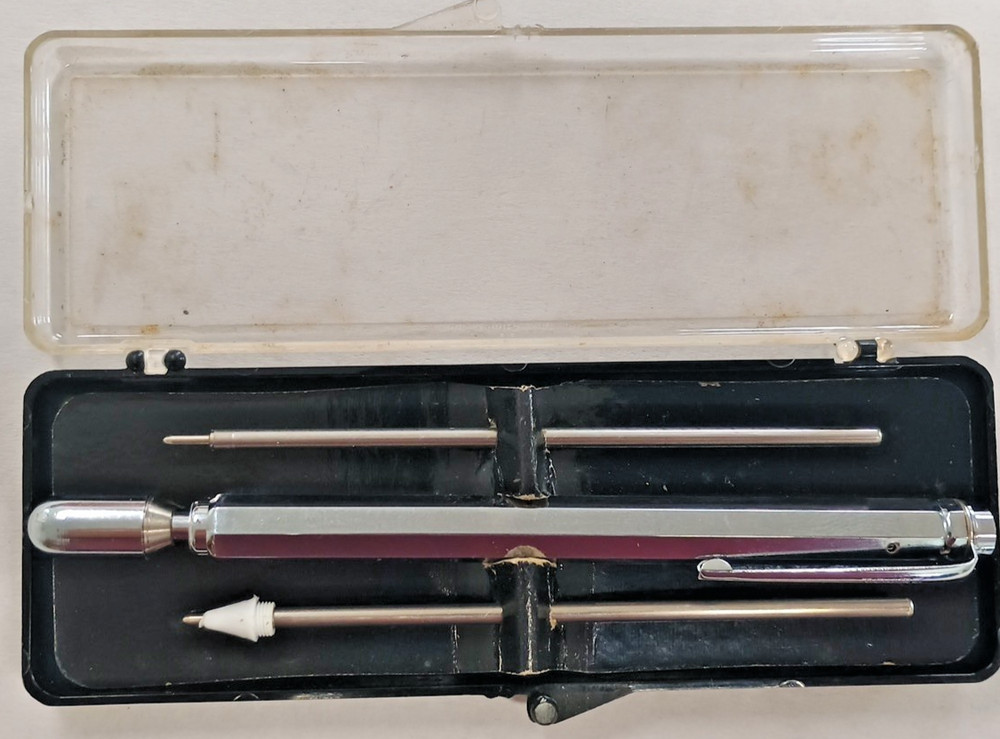 Vintage Nesor Telescoping Pointer/Pen Pocket Clip Chrome Pointer Tip Pen Works