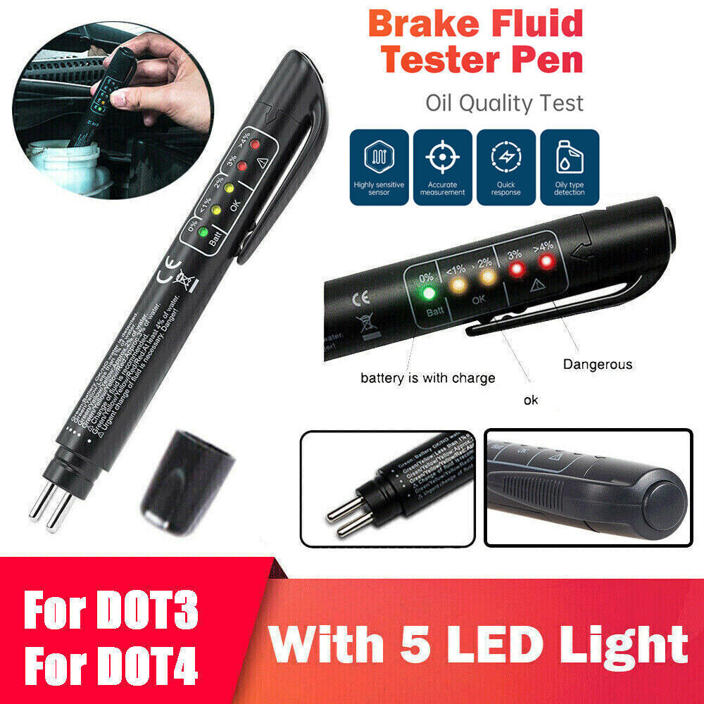 For DOT3/DOT4 Auto Liquid testing Brake Fluid Tester Pen 5 LED Indicator Display