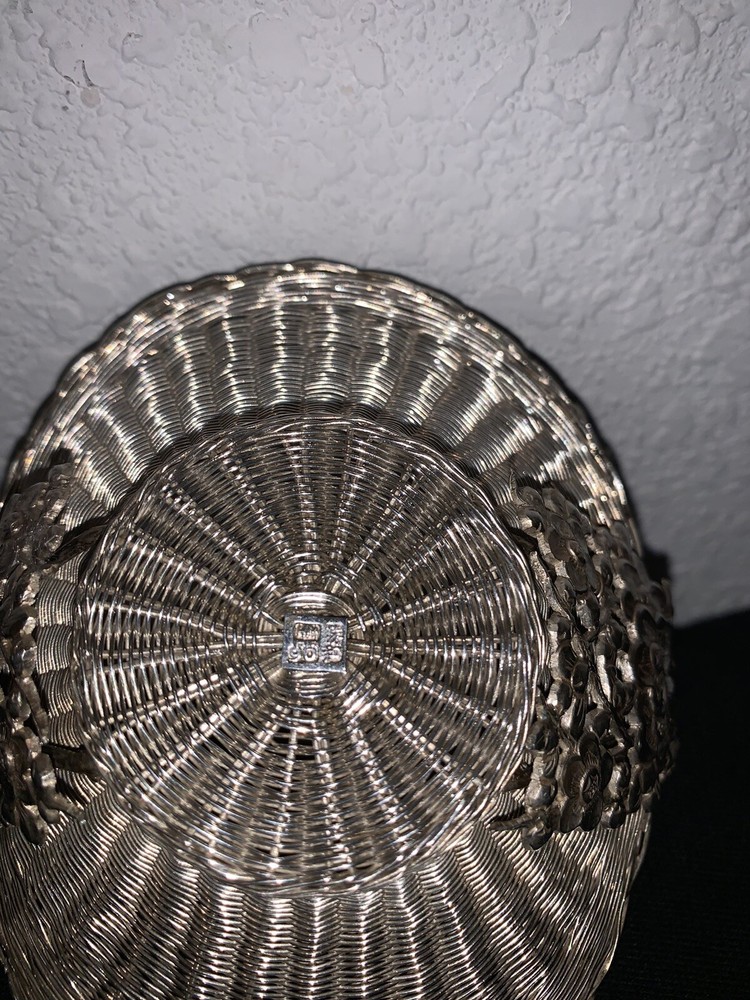 Chinese Antique Stering Silver Basket With Mark