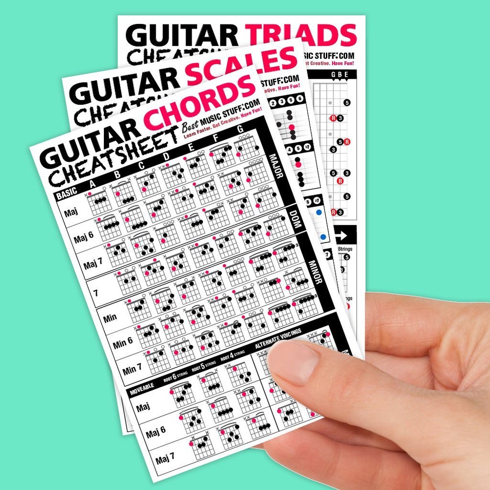 Small + Large Guitar Cheatsheet Bundle (6 pack)