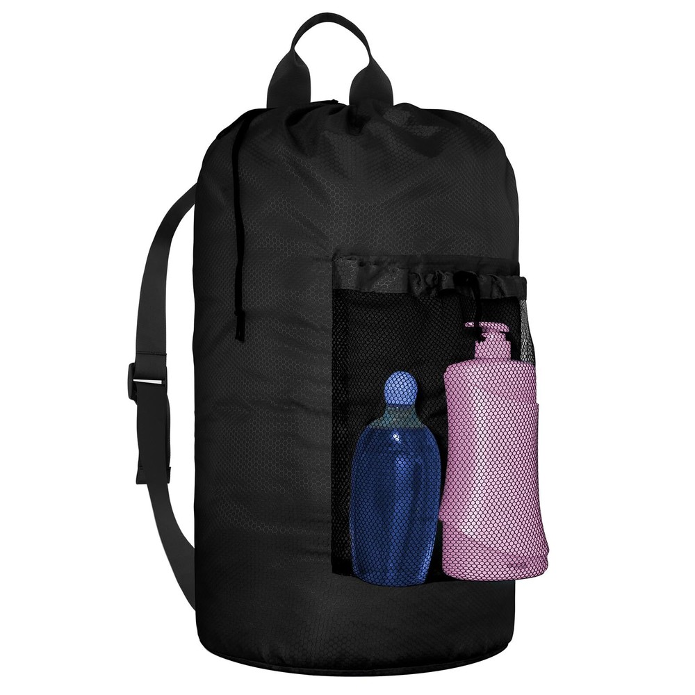 Laundry Backpack Travel Bag with Adjustable Shoulder Straps Mesh Pockets