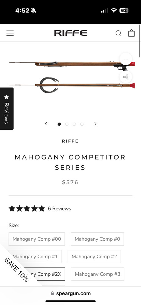 Riffe 2X Mahogany Competitor Series Speargun