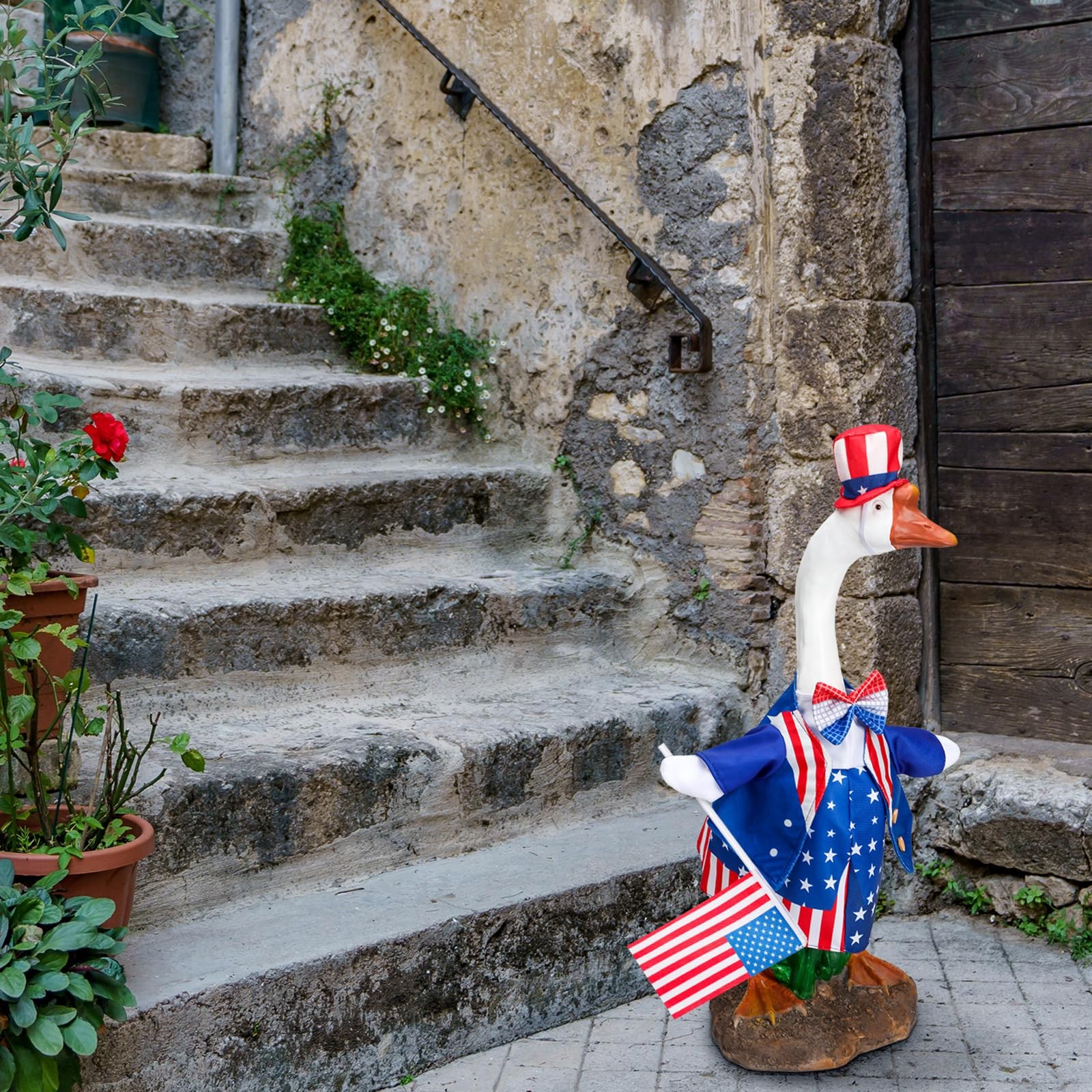 4th of July Flag Goose Outfit â€“ Patriotic Lawn & Porch Costume for 23" Goos...