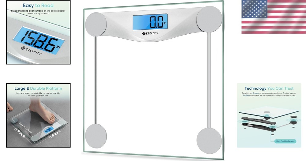 Bathroom Scale Digital Body Weight Scale Large LCD Backlight Display