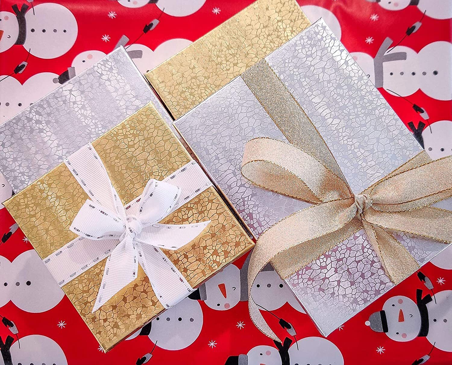 BULK Cardboard Jewelry Gift Boxes w/ Cotton Fill Padding - Silver Foil 11 Sizes