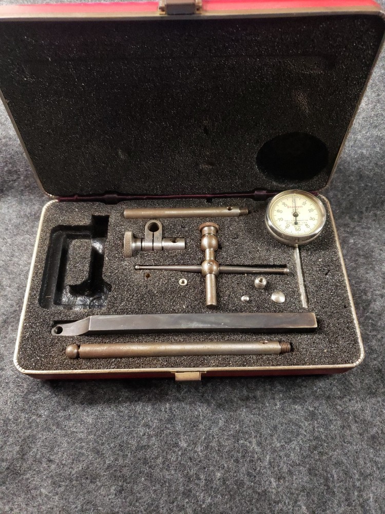 Starrett universal dial test indicator Plunger Back Rods Tips & Case C13B5)