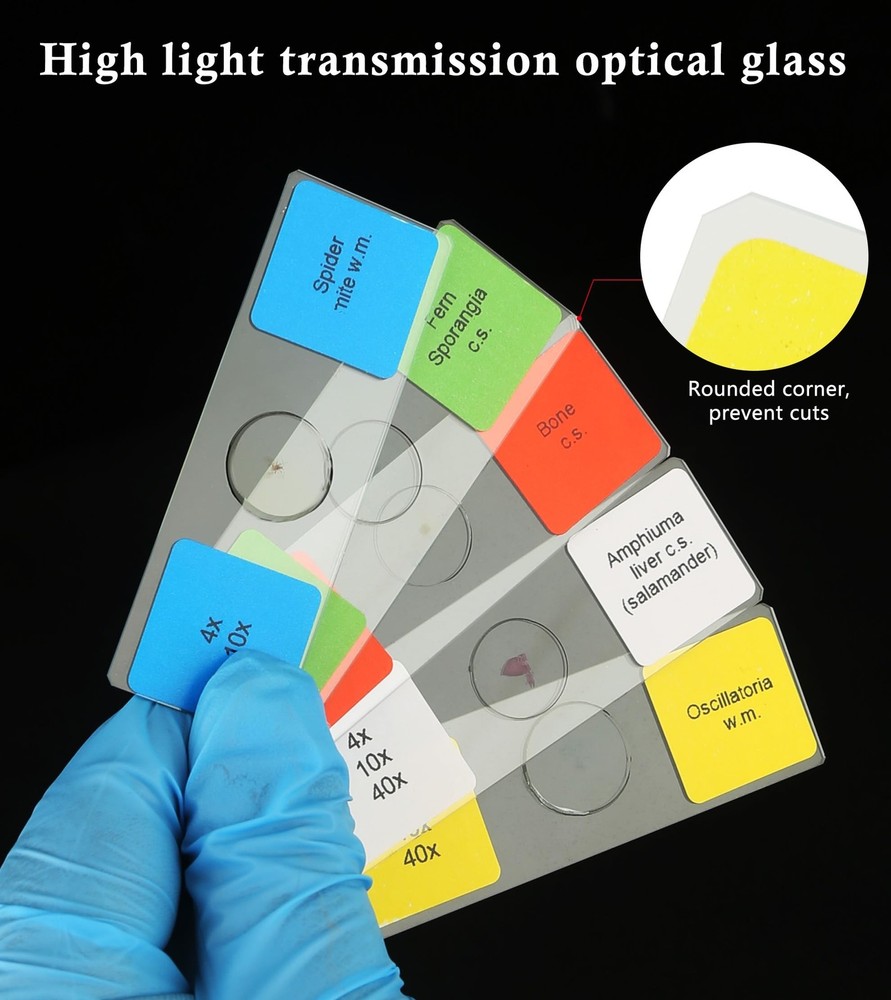 120 Microscope Slides with Specimens Set, Lab-Grade Prepared Microscope Slide...