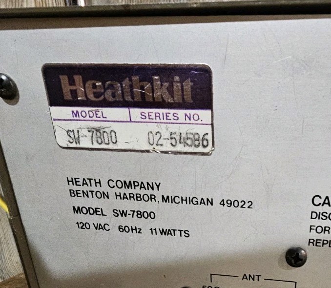 HEATHKIT SW-7800 RECEIVER UNTESTED
