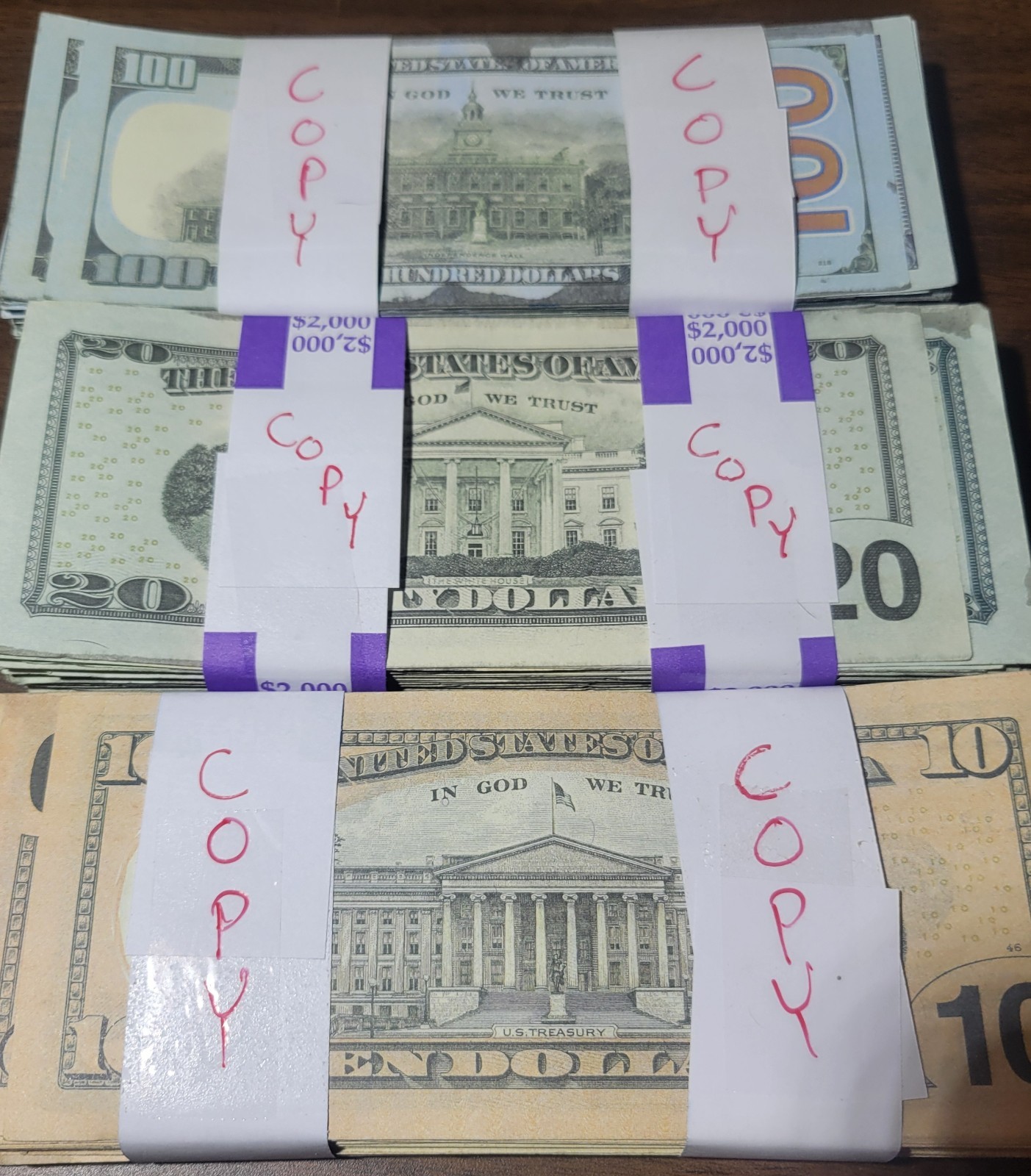 WHOLESALE PRICE! Best REPLICA AGED $100 $20 $10 x 100 ea ( 300 total)