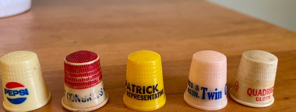 Advertizing Plastic Thimbles Lot of 5