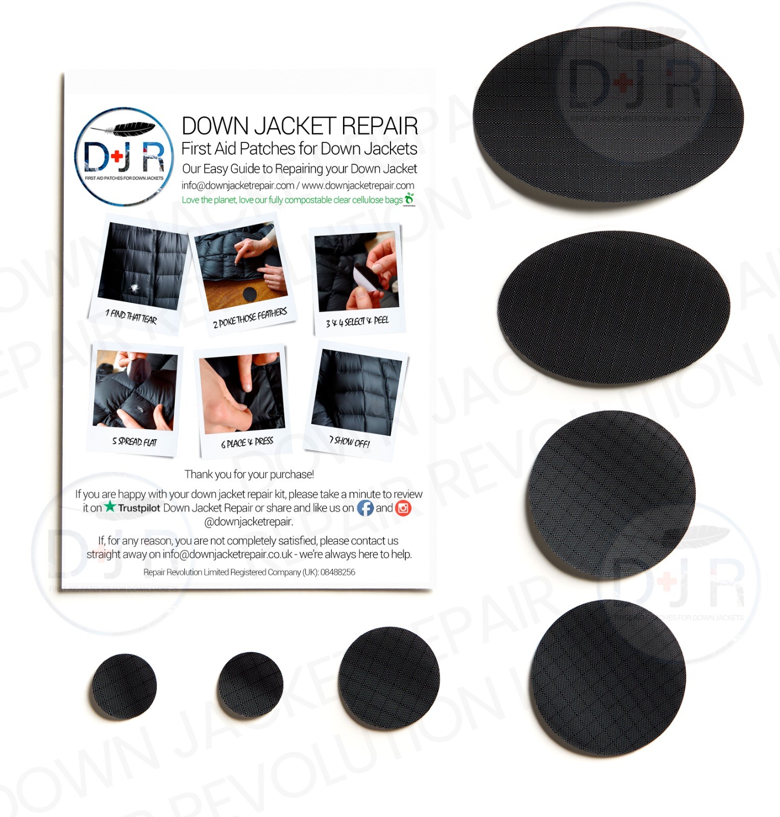 Repair Patches (Self-Adhesive) for Down Jackets & Sleeping Bags - 24 Colours!