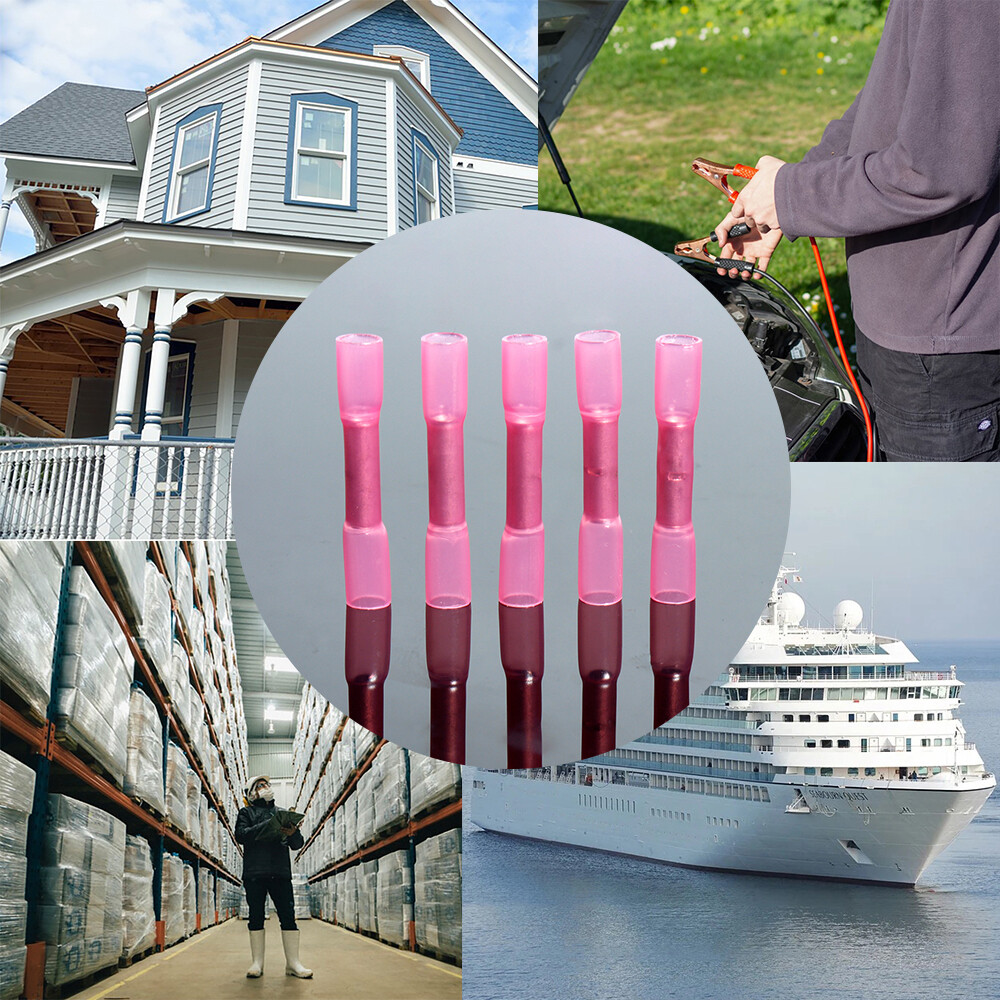 1000PCS Heat Shrink Waterproof Wire Connectors Red 22-16 AWG Butt Seal Terminals