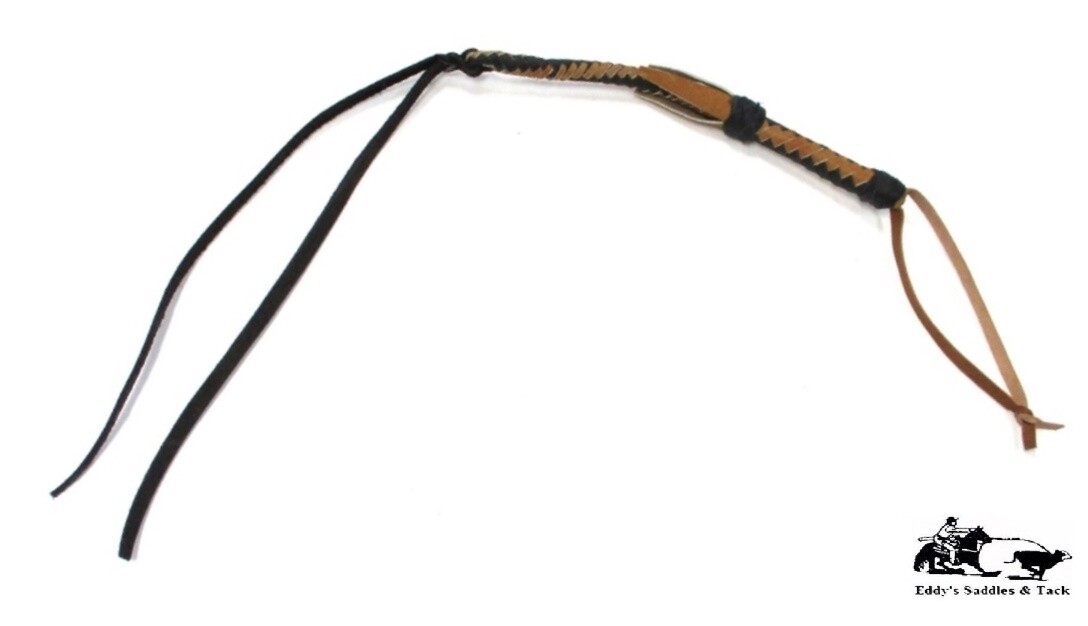 Braided Leather Quirt Brown and Black Handmade Old Style Vaquero New