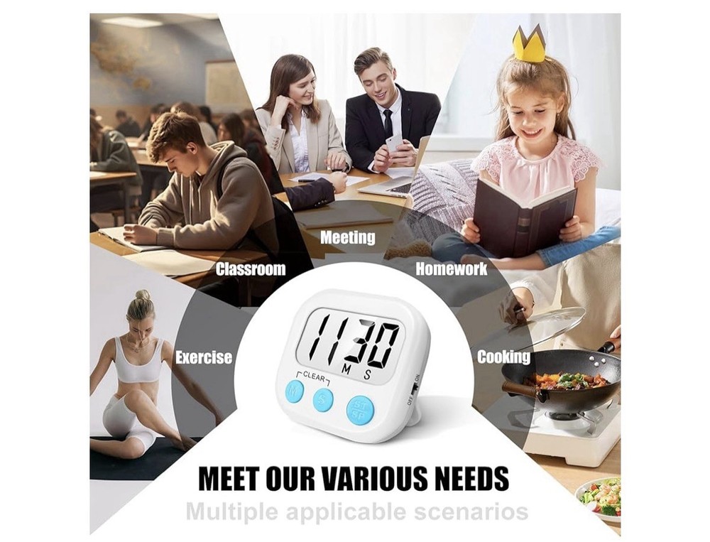 2 Pack Digital Kitchen Timer for Cooking Magnetic Backing Stand