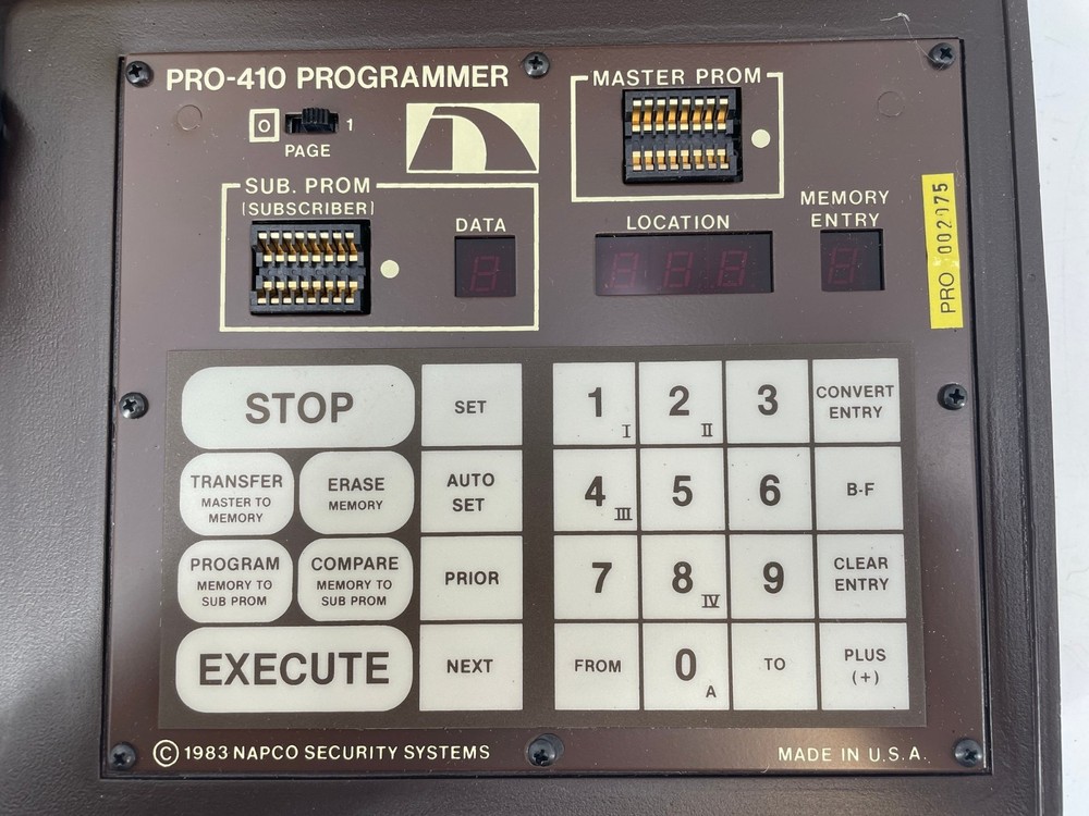 NAPCO PRO-410 PROGRAMMER PROGRAM TESTER VINTAGE PRO-410M