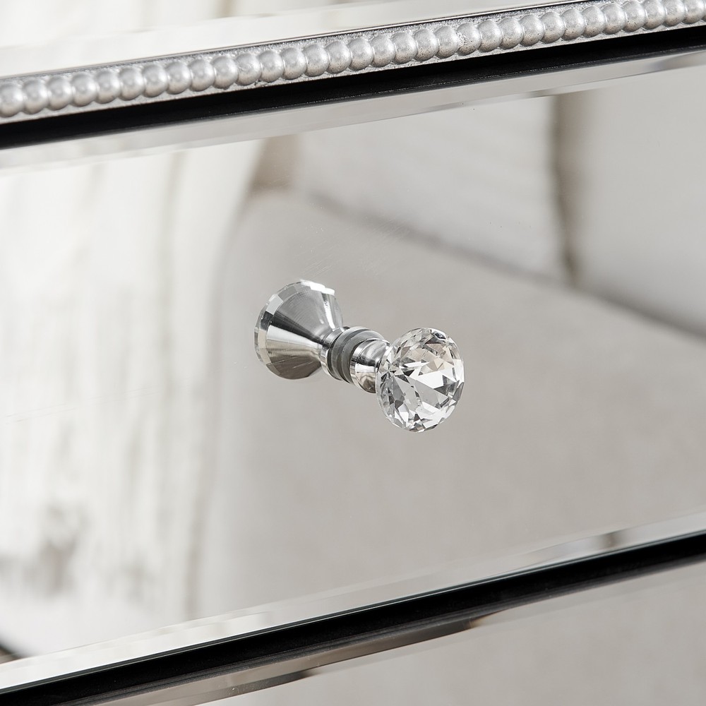 3-Drawer Mirrored Nightstand Bedside Table, Modern End Side Table