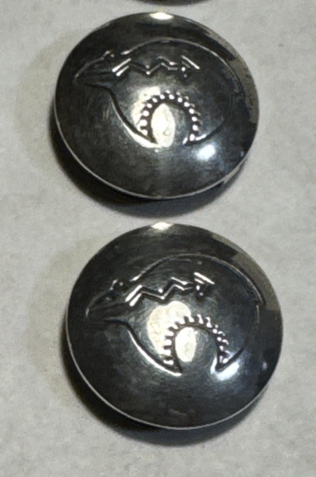 Concho Sterling Silver Button Covers Set Of 6 With Bear 3/4” Native American