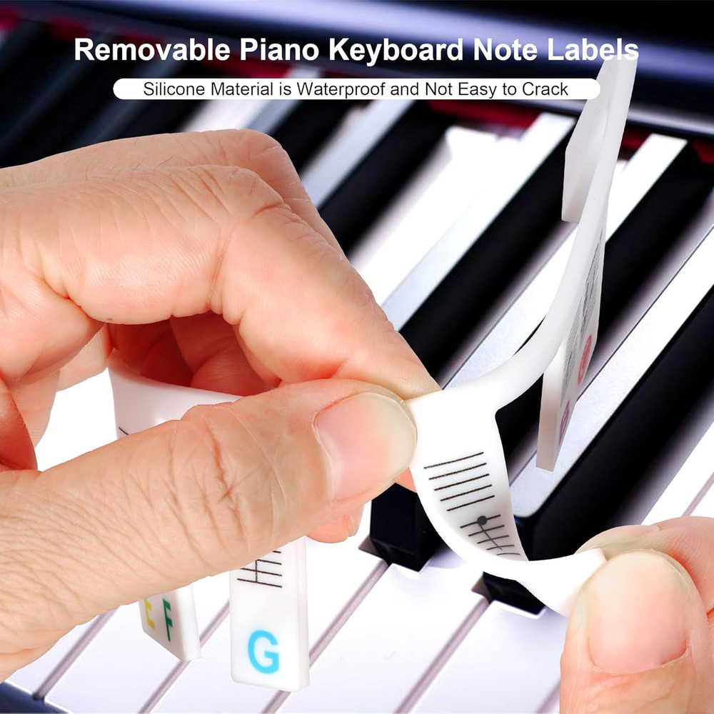 Piano Notes Guide Removable Silicone Piano Keyboard Note Labels Multi-Color Bold