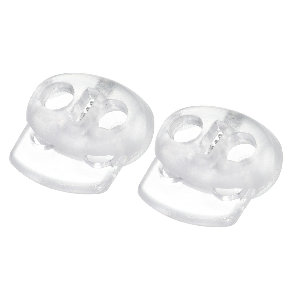 Cord Lock Stopper End 6Pcs, Plastic Double Hole Stopper Spring Toggle Clear