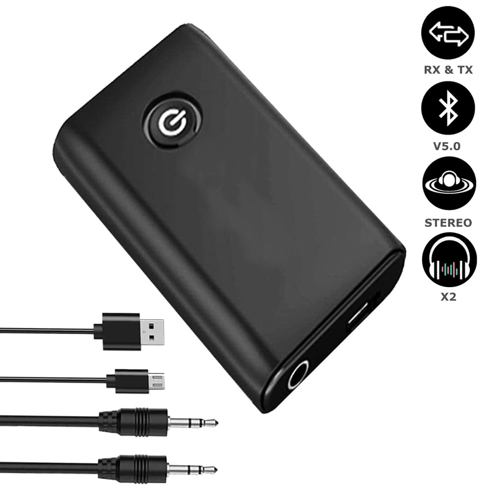 Bluetooth 5.0 Transmitter Receiver 2 IN 1 Wireless Audio 3.5mm Jack Aux Adapter