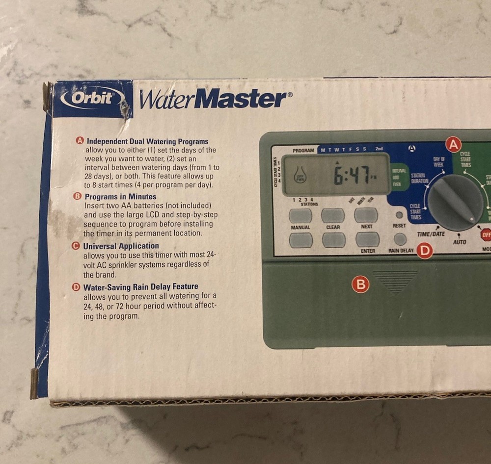 Orbit Water Master 4Station Automatic Sprinkler System Timer Model 57114-WT2X
