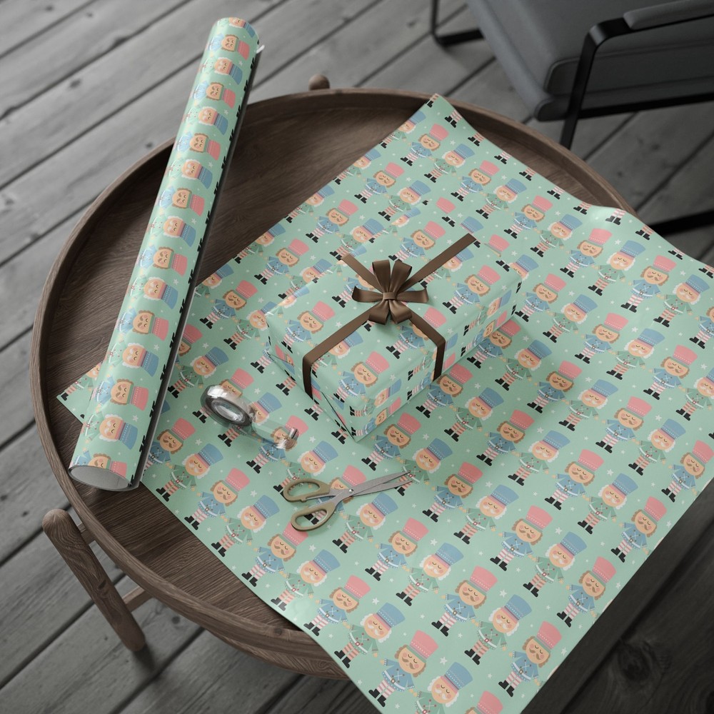 Mint With Nutcracker Print Wrapping Papers