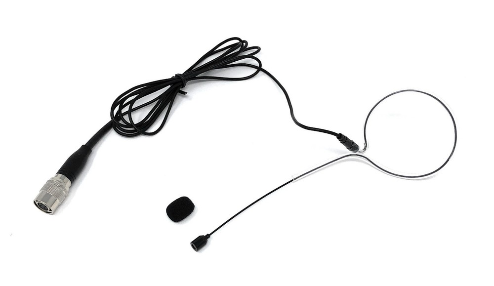 Single Earhook Headset Mic w/ 4 pin mini XLR for Audio Technica Wireless Black