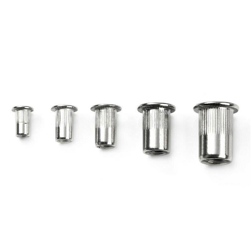150PCS Rivet Nuts Kit Stainless Steel Flat Head Threaded Insert Nutsert Set US