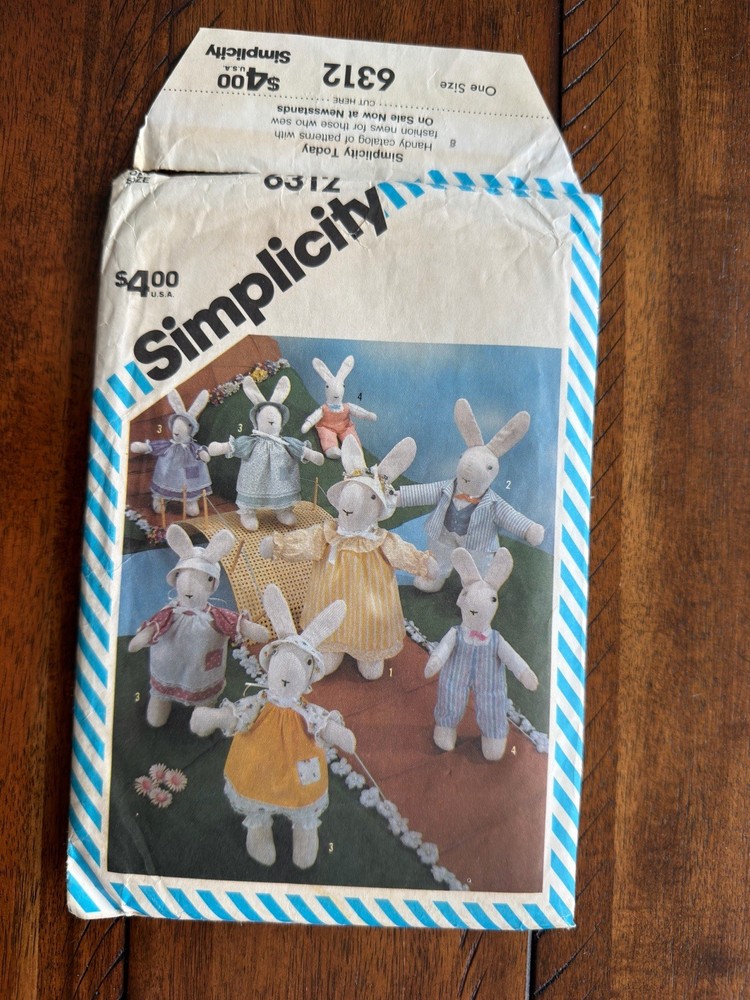 Vintage Simplicity Pattern 6312 for Easter Bunnies and Wardrobe Cut & Complete