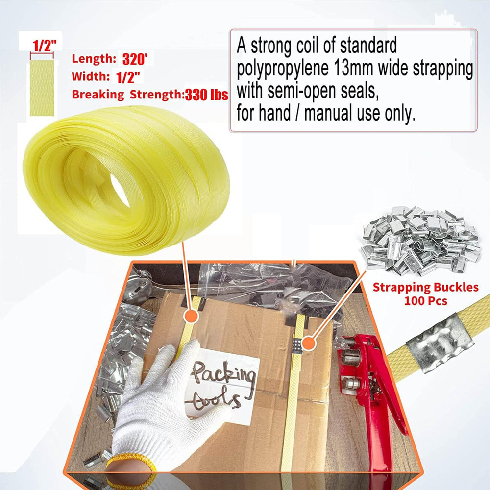 Poly Strap, Polypropylene Strapping, 320' Length, 1/2" Width, 330 Lbs. Break Str